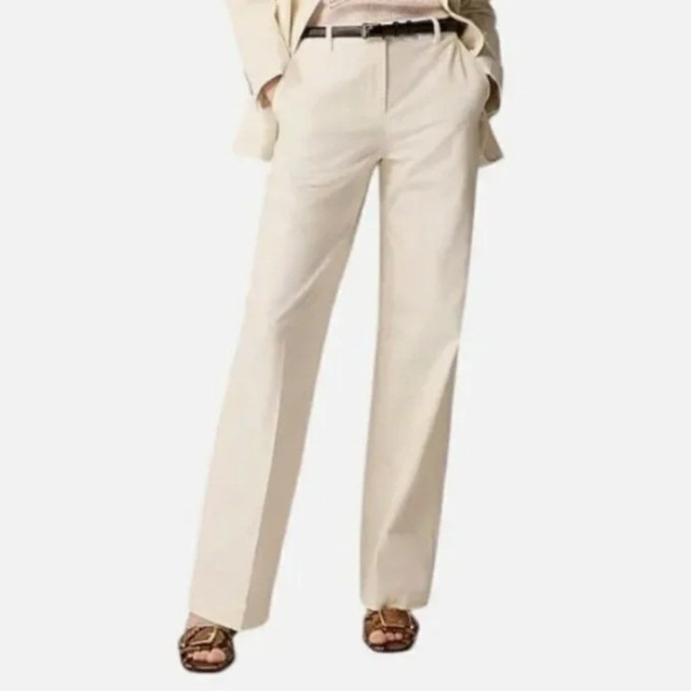 J.Crew Womens Ivory Cotton Linen Wide Leg Trouser Pants Cinch Back CC447 Size 20